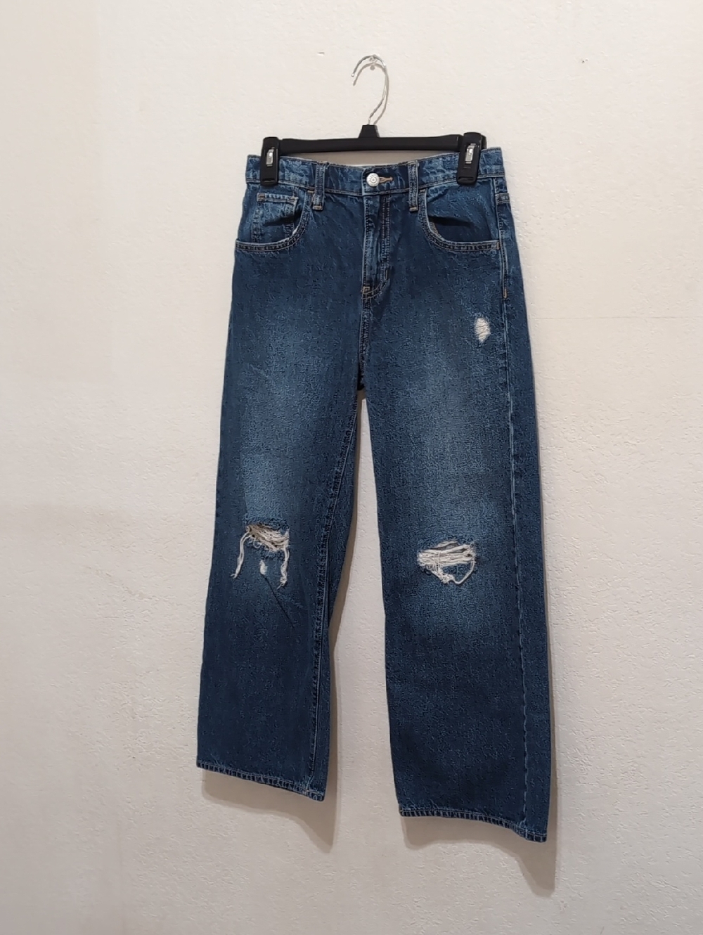 Old Navy  Dark Blue Straight-Leg Distressed Jeans